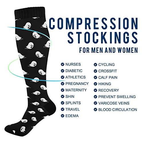 Wusikd Heartbeat Symbol Compression Socks for Women and Men Circulation Black Long Socks for Athletic Running 1 - color: Ghost