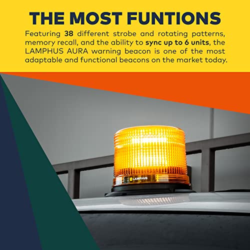 LAMPHUS Aura 5 Inch 12W Amber LED Beacon Warning Strobe Light For Trucks - color: Amber, size: 5"