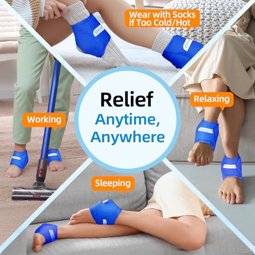 Comfytemp Ankle Ice Pack Wrap for Plantar Fasciitis, Achilles Tendonitis - color: Dark Blue, size: Standard