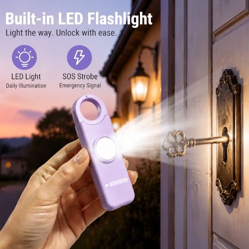 Rechargeable Personal Safety Alarm for Women - color: Lavender Purple