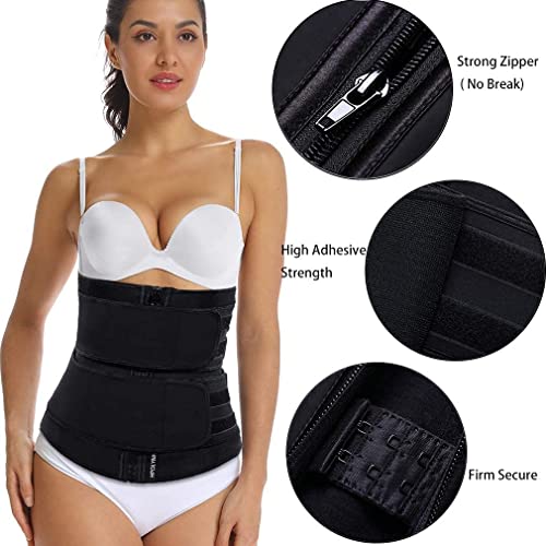 HOPLYNN Sweat Waist Trainer Body Shaper for Women Two Belts - color: Black, size: 3X-Large