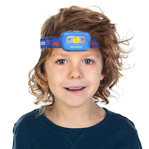BLITZU Hands-Free Headlamp, Blue, 165 Lumen, Adjustable Light Modes, Battery Powered, Waterproof, Impact Resistant - color: Blue
