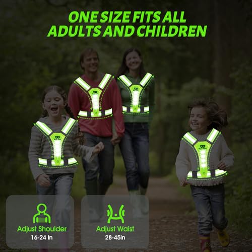 West Biking Running Reflective Vest, Light Up Vest for Night Walking, Night-Workers,Rechargeable Night Gear for Runners - color: Green