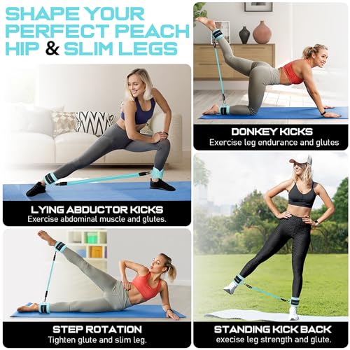 Ankle Resistance Bands w/Cuffs, Ankle Weights Women Booty Workout Equipment - color: Blue