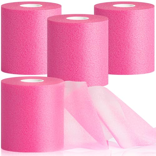 3rd Gen Hot Pink Pre Wrap, 4 Pack Prewrap Athletic Tape for Hair