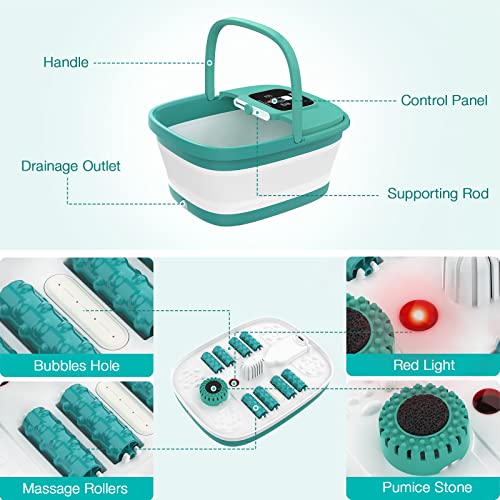 HOSPAN Collapsible Foot Spa, Foot Bath Massager with Heat, Bubble & Massage - color: Sky Blue