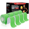 EVERLIT [4-Pack] Pre-Cut Elastic Cotton Kinesiology Therapeutic Athletic Sports Tape, for Pain Relief and Support, 80 Precut 10” Strips (Lime Green) - color: Lime Green