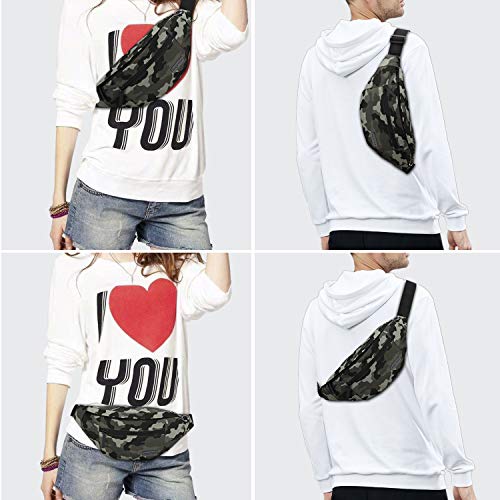 Large Camo Green Fanny Pack Hands-Free Belt Bag Carrying All Size of Phones - color: Camo Green, size: Large