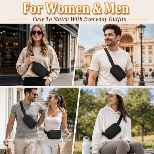 Fanny Pack, Adjustable Crossbody Waist Bag, Black - color: Black