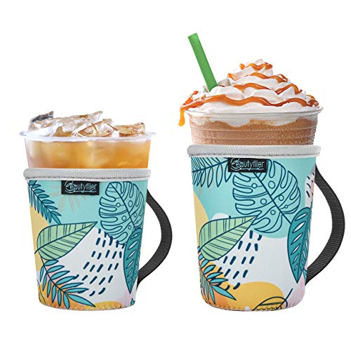 Reusable Insulated Neoprene Iced Coffee Sleeve, Hot & Cold Drink Cooler Cover for 16-32oz Cups, Compatible with Starbucks/Dunkin/McDonalds, Durable Beverage Holder for Cold Soda, Multi-Pattern Options - color: Pattern2