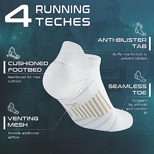 Rahhint Running Ankle socks Coolmax Moisture Wicking & Breathable Cushioned - color: White, size: Medium