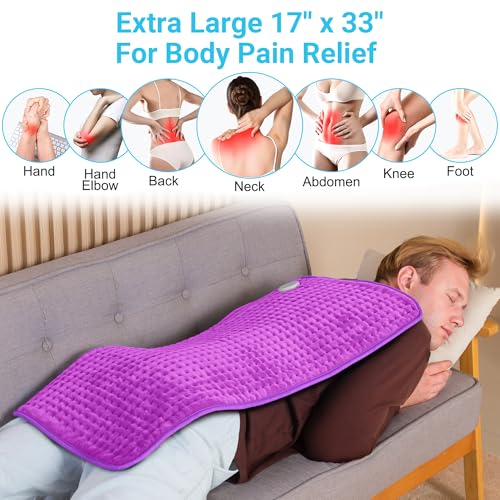 Boileau Electric Heating Pad for Back Relief, Extra Large 17"x33" XXXL - color: Purple