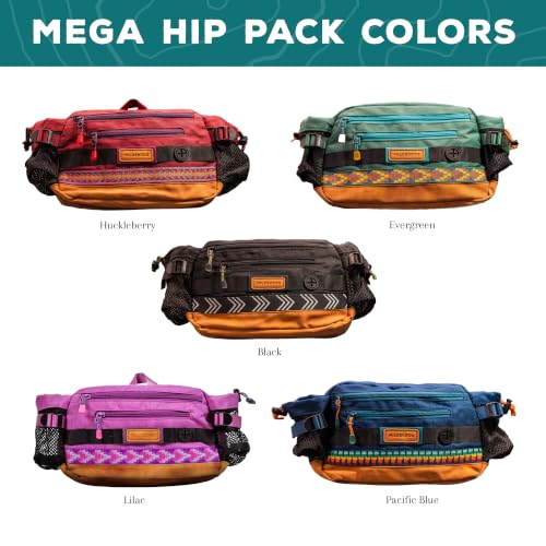 Wilderdog Mega Hip Pack with 3-Liter Capacity, Two Mesh Water Bottle Pockets, Interior Key Loops, Adjustable Straps, and Poop Bag Dispenser (Lilac) - color: Lilac