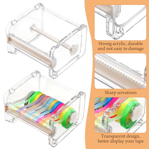 6 Pack Washi Tape Dispenser & Cutter, Transparent Desktop Multi Washi Masking Tape Storage Dispenser, Tapes Cutter, Tapes Roll Holder (Not Include Masking Tapes)