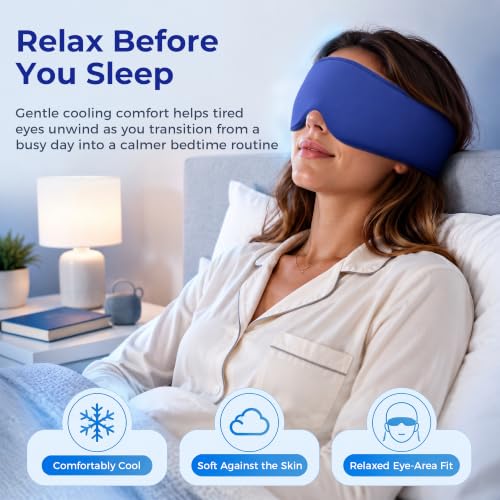 Cooling Gel Eye Mask for Puffy Eyes, Reusable Cold Compress, Soft Gel Fit - color: Blue
