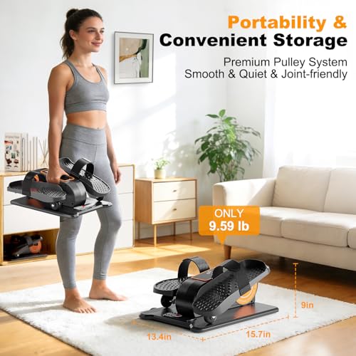 TDH Under Desk Elliptical Machine Leg Exerciser Electric - color: Orange-Black