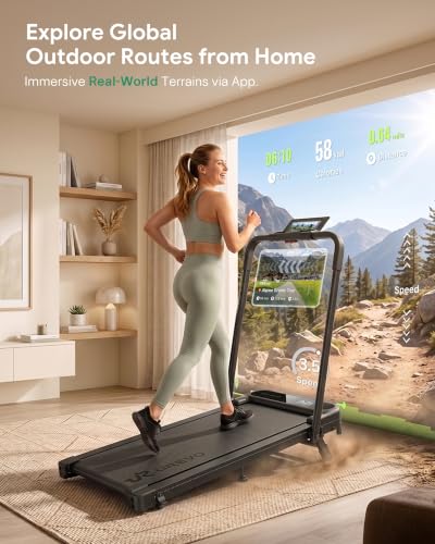 UREVO Strol 2E Pro Smart Walking Pad Treadmill with APP, 12% Incline, Compact Walking Pad with Safety Handle, Plug & Play, Desk Treadmill with LED Display, Walking & Running for Home Office - color: grey