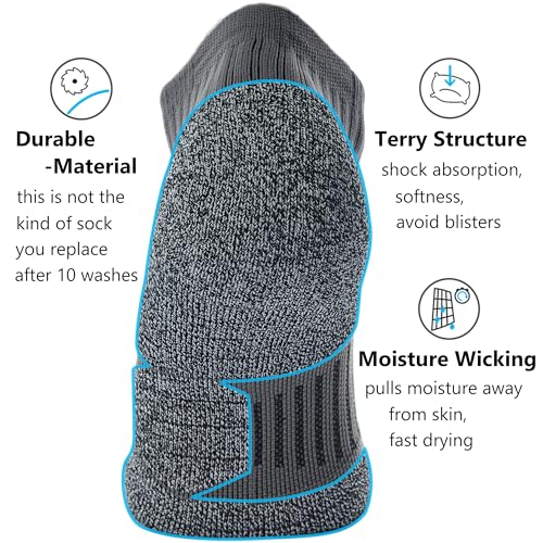 CWVLC Cushioned Athletic Ankle Compression Socks for Women Men 3/6 Pairs - color: 3-pairs Charcoal, size: Medium