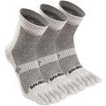 Sunew 3 Pairs Toe Socks for Men Women,Viscose Bamboo Breathable Athletic Running Five Finger Ankle/Quarter Socks - color: 3 Pairs Light Grey, size: Medium