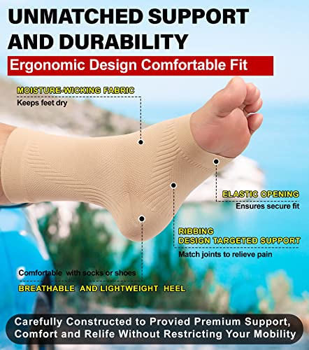 KEKING Ankle Brace Compression Sleeve – Plantar Fasciitis & Achilles - color: Beige, size: 3X-Large