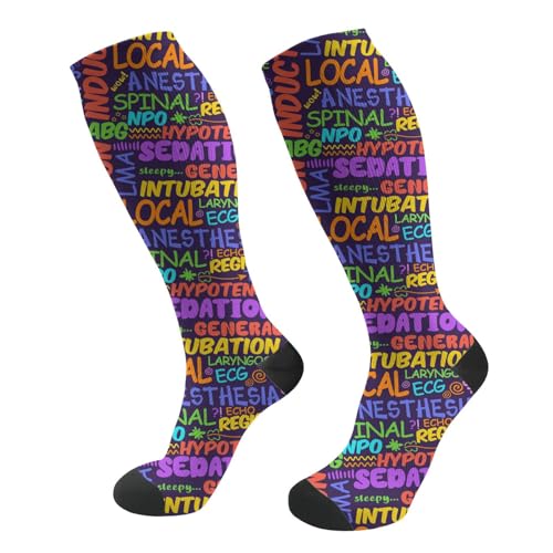 FREEHOTU Compression Knee High Socks for Women/Men Circulation 15-20 Mmhg - color: Anesthesia