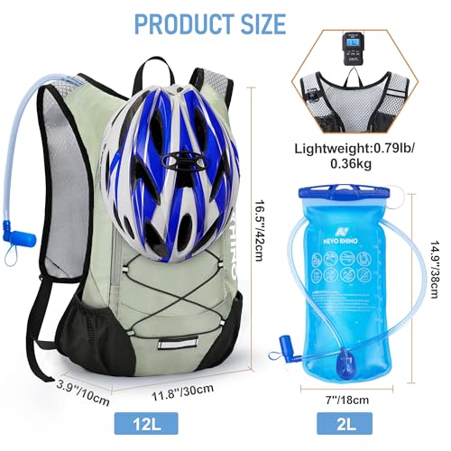 Lightweight Hydration Backpack, Running Backpack with 2L Water Bladder - color: Light Grass Green