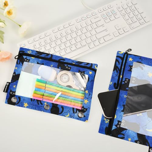 Cat Pencil Pouches for 3 Ring Binder 2 Pack - color: Cat