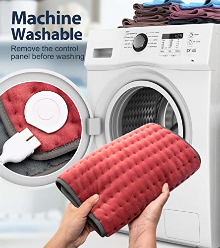 VALGELUIK Heating Pad for Back Pain Relief, 12"x24" Electric Heat Pad Gifts - color: Dusty Rose Red, size: 12 Inch x 24 Inch