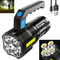 Wrrozz LED Flashlight Rechargeable Spotlight with Handle & Side Spot Light - size: B