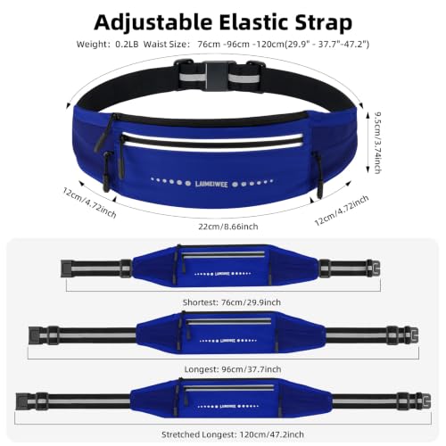Lightweight Running Belt, Water-Resistant Waist Pack for Women & Men, 4-Zone Organization Fits Up to 7" Phone, Reflective Strips Design for Marathon Training, Jogging, Hiking, Commuting - color: Blue