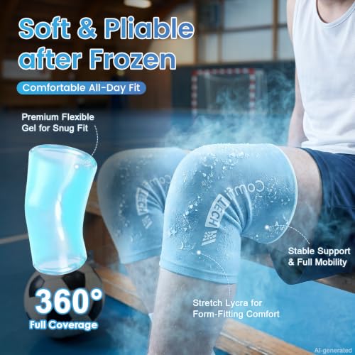 ComfiTECH Youth Knee Gel Ice Pack Wrap Sleeves, 2 Packs, L - size: Large