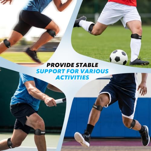 Patella Band, Silicone Patellar Tendon Support Band for Knee Pain & Tendonitis, Adjustable Patella Strap Knee Brace for Running, Basketball, Hiking, Tennis, Jumpers Knee, Black