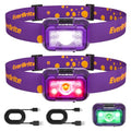 EverBrite Rechargeable Headlamp, 2 Pack Head Lamp for Kids & Adults - color: Deep Purple