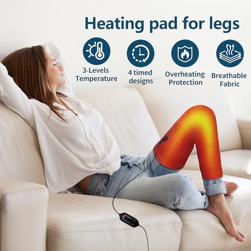 Leg Heating Pad, Heating Pad for Legs, Heated Leg Warmers for Thigh & Knee & Calf Therapy, Leg Heating Pad Wrap, Heating Pad for Knee Pain Relief-M/L