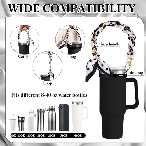 SiliFine Silicone Tumbler Strap Holder with Sling, Carrier - color: Polka Dot Black