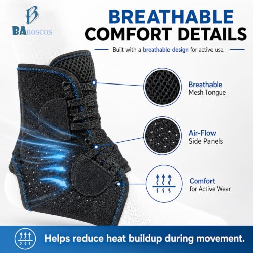 Ankle Brace, Figure 8 Lace Up Stabilizer with Side Support Pads - size: Large