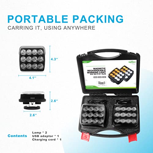 Agrieyes W02 Magnetic Flashing Lights, Wireless Strobe Lights, Amber/White - color: Amber/White