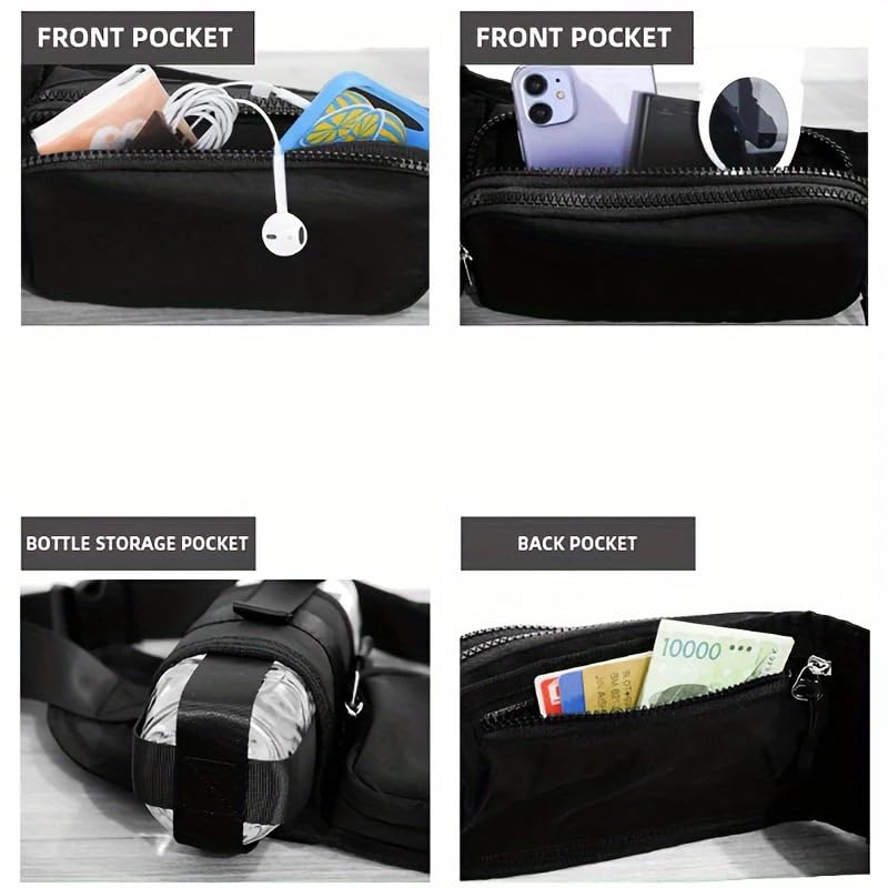 Running Fanny Pack with Water Bottle Holder, Waist Pack Hydration Belt for Men Women, Adjustable Water Resistant Belt Bag for Hiking Walking Travel Dog Walking