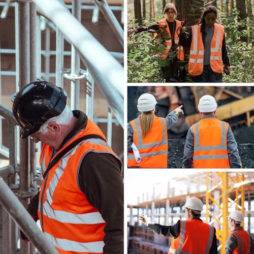 High Visibility Safety Vest with Pockets and Zipper, 1 Pack 5 Pack - color: Orange-red, size: Medium