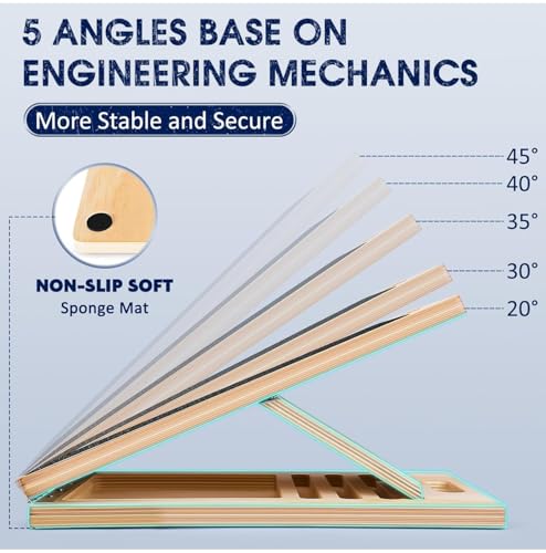 Professional Wooden Slant Board for Calf Stretching, Portable & 360° Balance Board, Adjustable 5–6 Angle Calf Stretcher with Carry Handle, Non-Slip 300LBS Physical Therapy Board for Knees