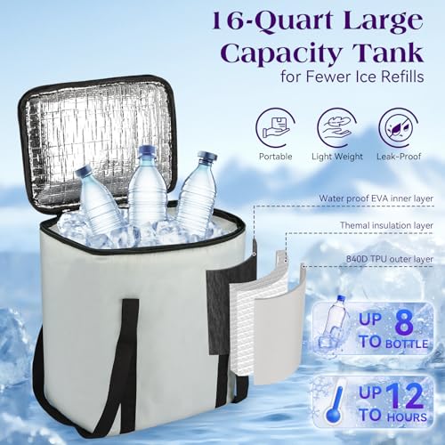 Cold Therapy Machine with 6 Timer Settings & 3 Flow Speeds, Portable Ice Machine for Knee After Surgery – Leak-Resistant Circulating Unit for Knee, Shoulder, Hip, Ankle – Post-Op Pain Relief
