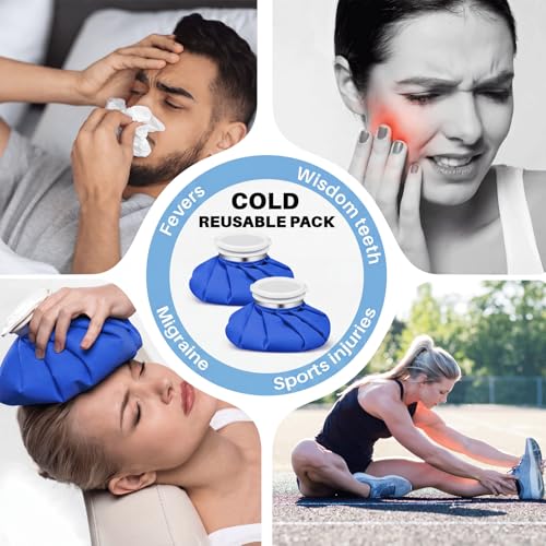 Honoson Reusable Ice Bags for Injuries 2 Pack, 6” Hot & Cold Ice Packs, Leak Proof Cold Compress for Pain Relief, Swelling, Sprains, Headache, Fever & Summer Cooling Relief, Toothache(Deep Blue) - color: Deep Blue