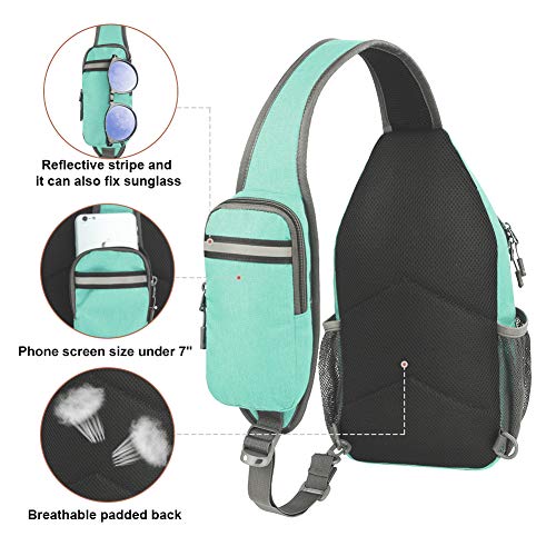 WATERFLY Crossbody Sling Backpack Sling Bag Travel Hiking Daypack - color: N - Mint Green