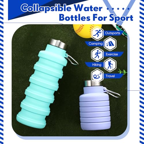 Baderke 2 Pcs Collapsible Water Bottles, 17oz, Green, Purple - color: Green, Purple