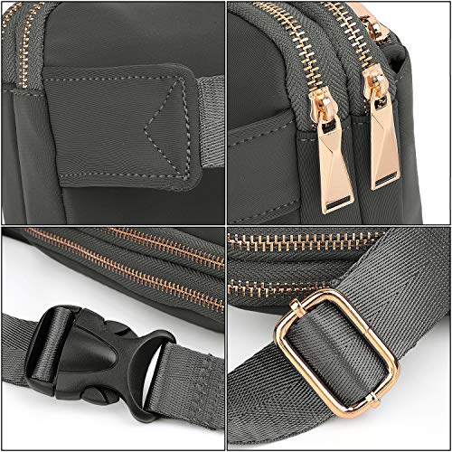 UTO Fanny Pack Crossbody Belt Purse Chest Waist Hip Travel Hiking Bumbag - color: 0759 Nylon Grey