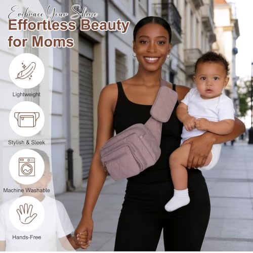Rexmore Puffer Quilted Diaper Fanny Pack, Crossbody Mom Purse, Khaki - color: Khaki
