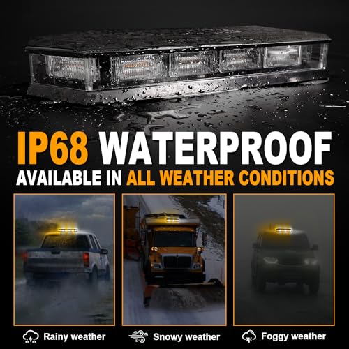 ASPL 16.5 Inch Roof Top Beacon Warning Strobe Light for Trucks Amber White - color: Amber/White