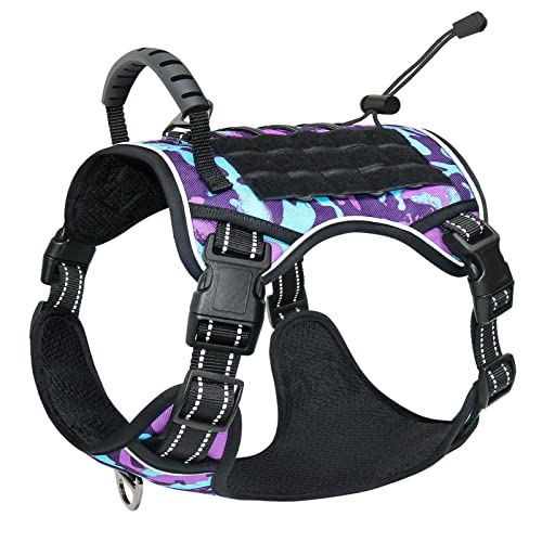 Tactical Dog Harness No Pull,Service Dog Vest with Handle,Purple Camo, XL - color: Purple Camo, size: XL(Neck: 22''-29.5'',Chest:25''-40''）