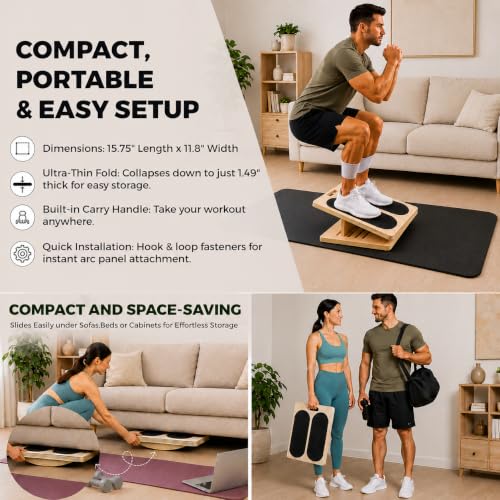 3 in 1 Slant Board & 180°/360° Balance Board, (400LBS) Capacity