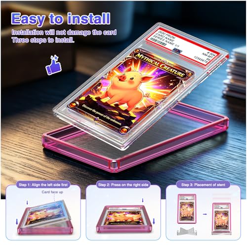 For PSA Graded Card Slab Protector Case Pink - color: Pink